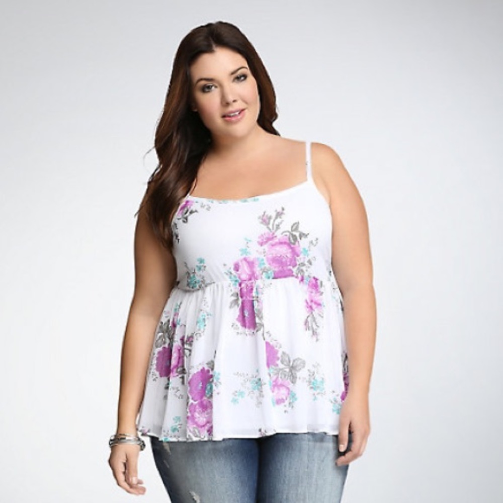 NWT floral chiffon babydoll tank top sz 0 1 Torrid